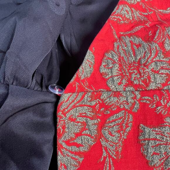 Happy X Nature Kate Hudson Women's Mini Dress Red/Gold Embroidered Glam Size 6 - Picture 12 of 16